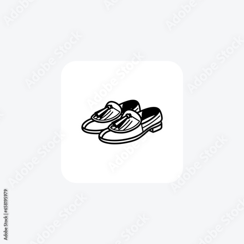  Black Loafer Shoes and footwear line  Icon set isolated on white background line   vector illustration Pixel perfect

