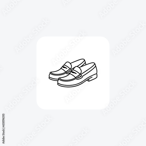 suedual penny loafers Shoes and footwear line Icon set isolated on white background vector illustration Pixel perfect