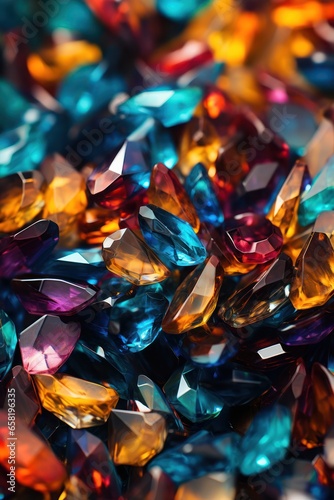 Macro shot of multicolored gemstones. Jewelry background