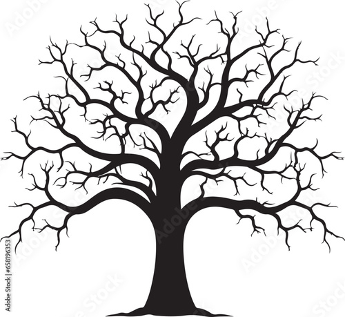 Naked tree silhouette vector Hand drawn isolated illustrations on white background 