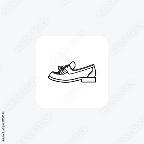 Green tassels  Loafers Women's Shoes and footwear line  Icon set isolated on white background vector illustration Pixel perfec