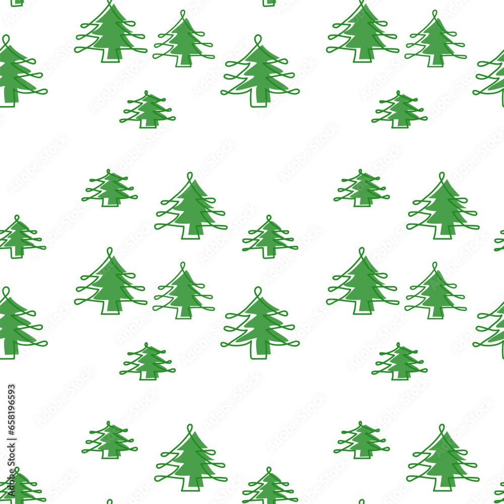 seamless pattern of Christmas tree, hand-drawn, background, vector seamless pattern of Christmas tree, hand-drawn, background, vector