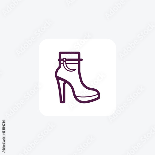 Black womens suede lace up Shoes and footwear Color Icon set isolated on white background vector illustration Pixel perfect