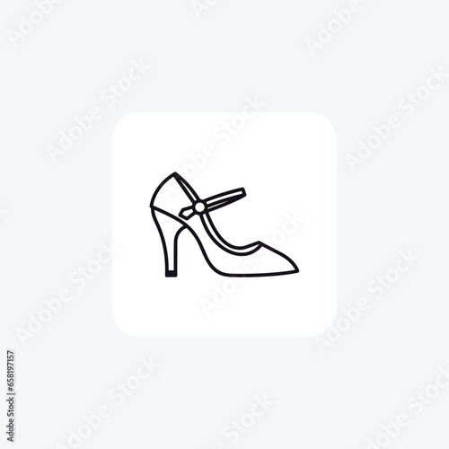 Mary Jane Heel Women's Shoes and footwear line Icon set isolated on white background line vector illustration Pixel perfect

