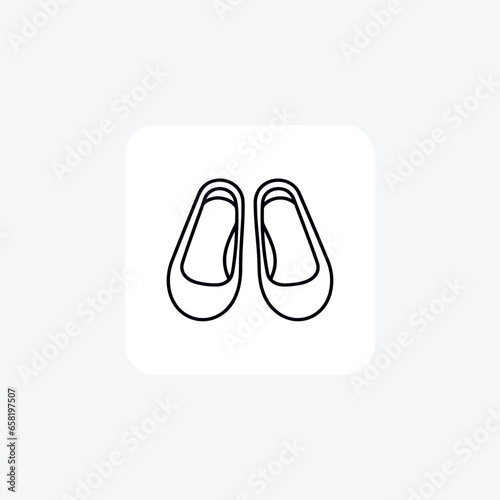 Suede Slippers Women's Shoes and footwear line Icon set isolated on white background line vector illustration Pixel perfect

