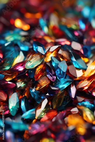 Macro shot of multicolored gemstones. Jewelry background © tanatat