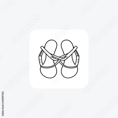 Orange Thong Sandal Women's Shoes and footwear line   Icon set isolated on white background line   vector illustration Pixel perfect

