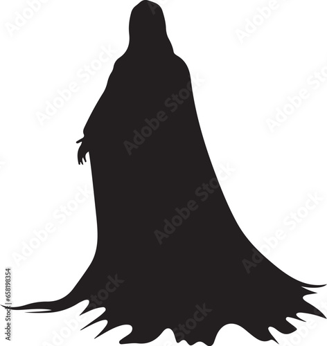 Spooky man halloween ghost silhouette vector isolated on white background 