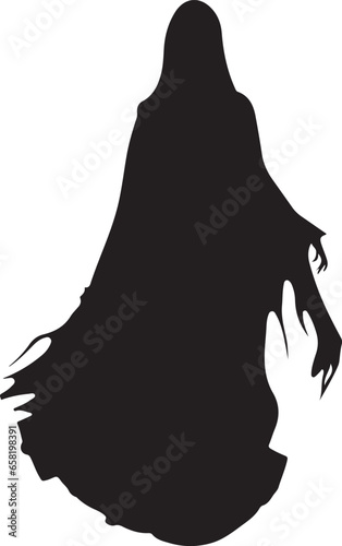 Spooky man halloween ghost silhouette vector isolated on white background 