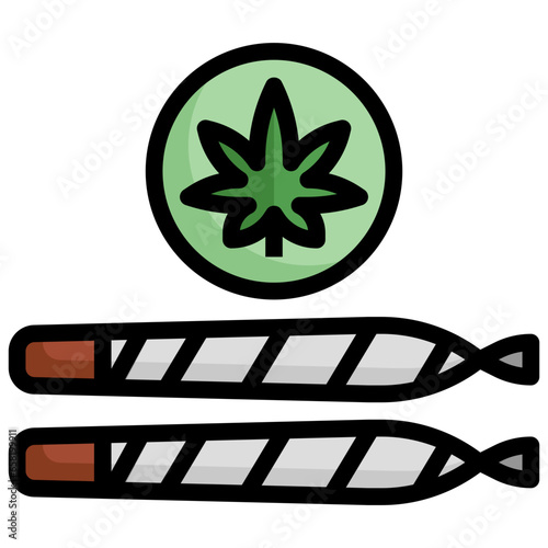 cannabis joint filled outline icon,linear,outline,graphic,illustration