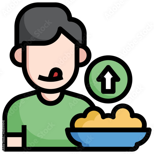 increased appetite filled outline icon,linear,outline,graphic,illustration