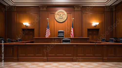 interior of a court room, justice concept