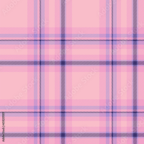 Plaid seamless pattern in pink. Check fabric texture. Vector textile print.