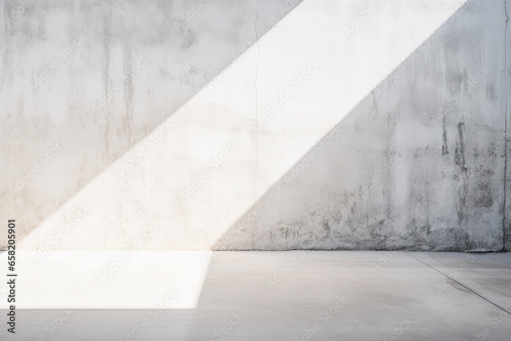 A clear and bright background image of a sunlit white concrete room