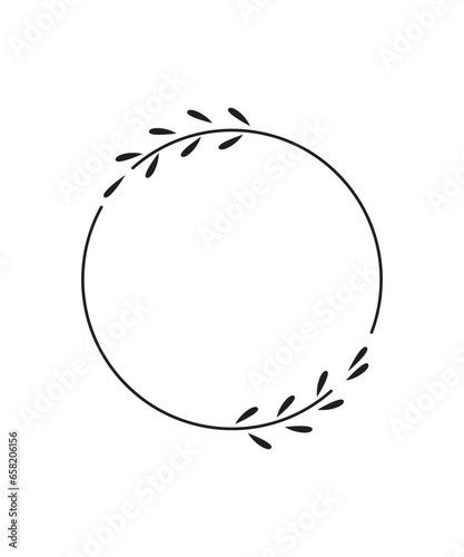  Flower, leaf wreath vector decoration element for text frame border in circle shape. laurel wreath border frame with floral leaf decoration
