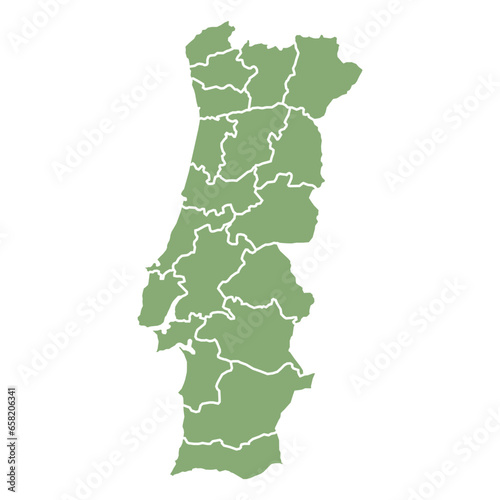 Silhouette and colored (green) portugal map