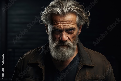 Man expressing determination against a gritty brown background - Studio Shot - Resolute spirit - AI Generated