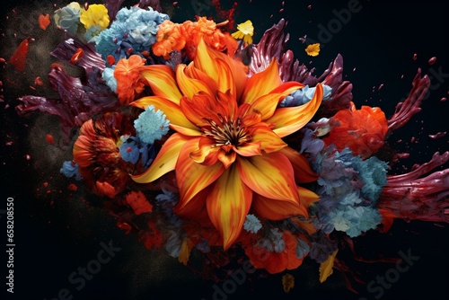 An organic floral essence captured in a vibrant image. Generative AI © Thalia