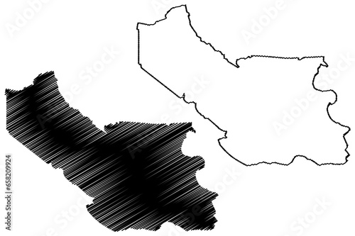 Montferland municipality (Kingdom of the Netherlands, Holland, Gelderland or Guelders province) map vector illustration, scribble sketch Montferland map