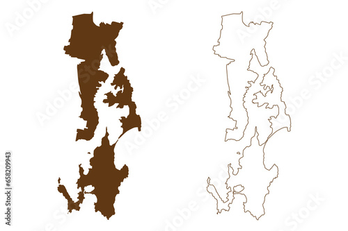 Kingborough Council (Commonwealth of Australia, Tasmania, lutruwita) map vector illustration, scribble sketch Kingborough map photo