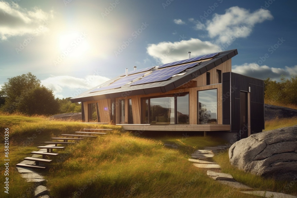 Renewable-powered house. Generative AI