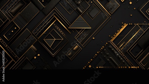 Afrocentric black background with gold patterns Ai generated art