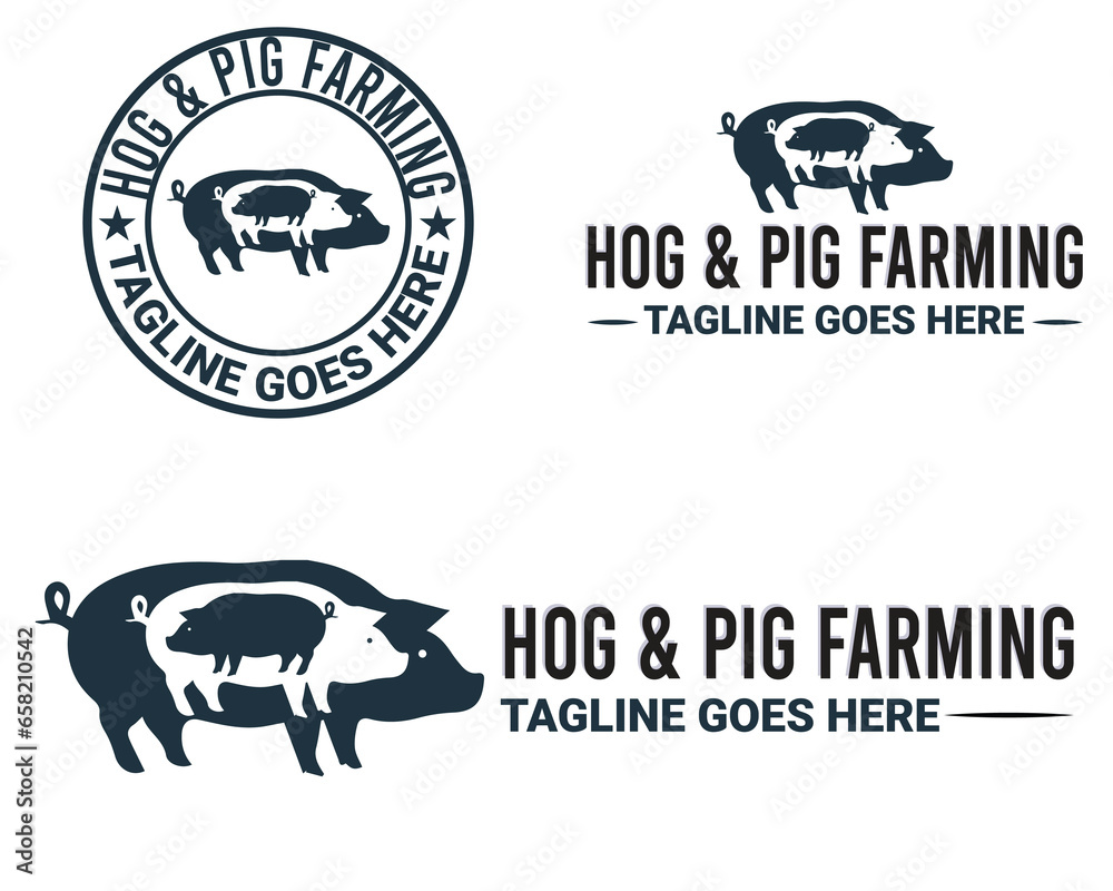 Monogram, Minimalist, And Letterhead Hog And Pig Farming Logo Design Monogram, Minimalist, And Letterhead Hog And Pig Farming Logo Design