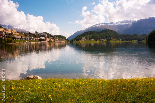 Saint Moritz lake in Switzerland in summer