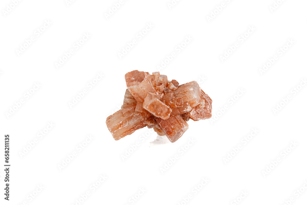 aragonite mineral stone macro on white background