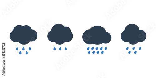 Rain icon. Cloud with rain icon vector. Rain vector icon on white background