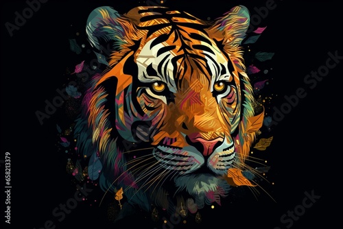 Stylized tiger artwork. Generative AI