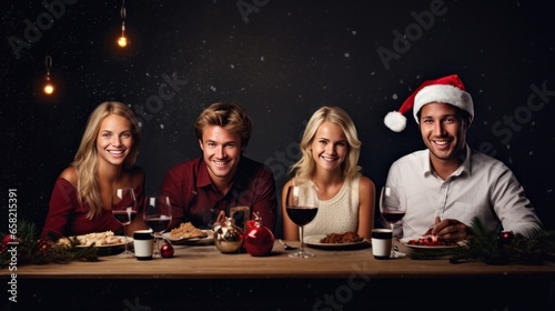 photo of happy family at christmas dinner