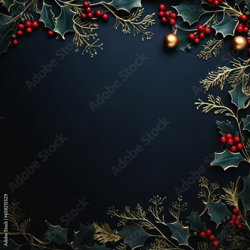 Christmas foliage border with space for text