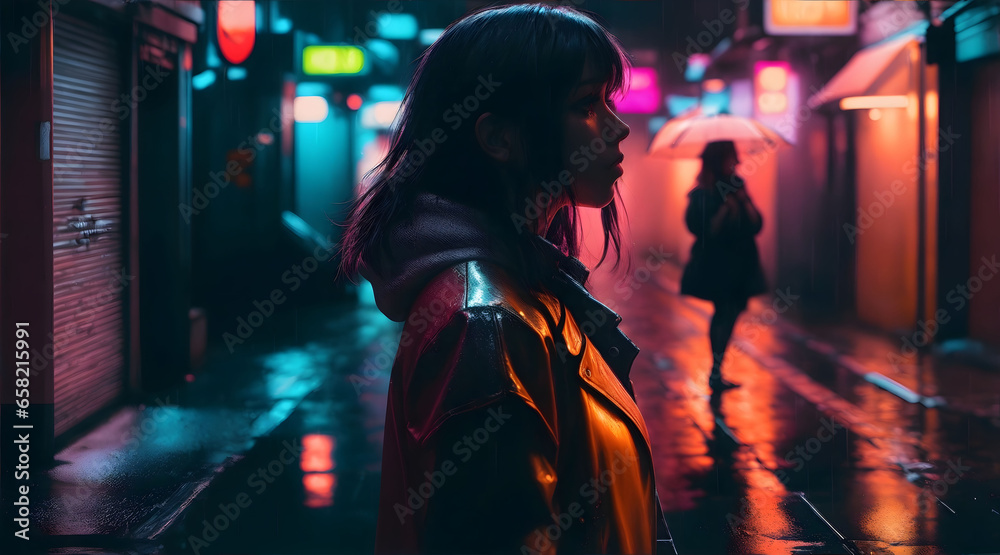 Teenage girls displaying symptoms of depression and anxiety stand alone in a brightly lit environment. Teenage girls displaying symptoms of depression and anxiety stand alone in a brightly lit environment.