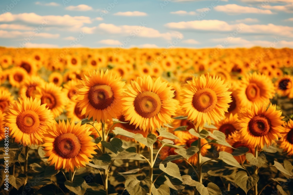 Obraz premium sunflower field with lots of sunflowers