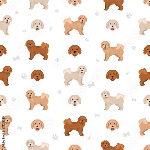 Cavapoo mix breed seamless pattern