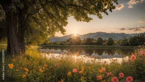 sunrise over the lake
