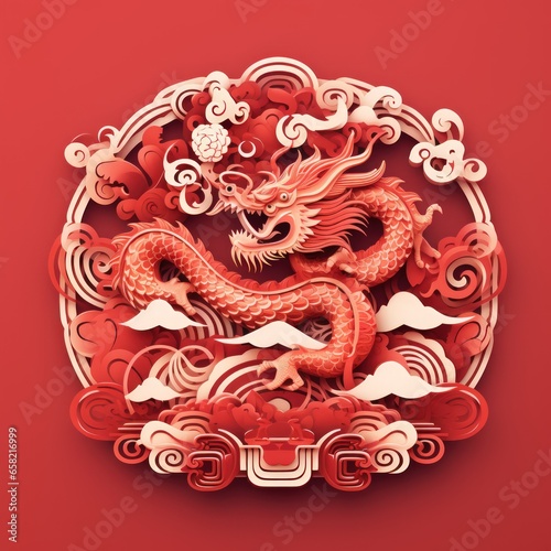 dragon chinese new year emblem, chinese new year lunar new year banne, celebration season folklore, generative ai