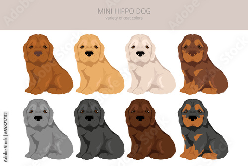 Mini Hippo clipart. Shar Pei - Cocker Spaniel mix. Different coat colors se