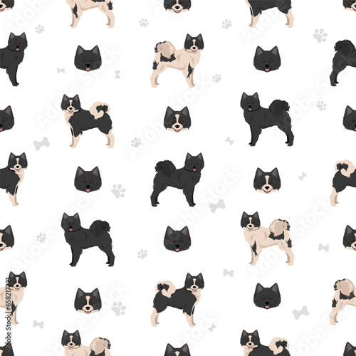 Nenets Herding Laika seamless pattern. All coat colors set