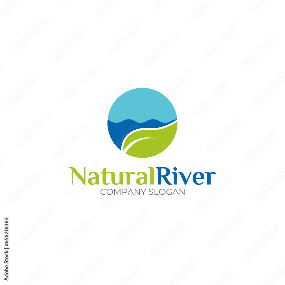 natural river logo. eco logo. business logo design