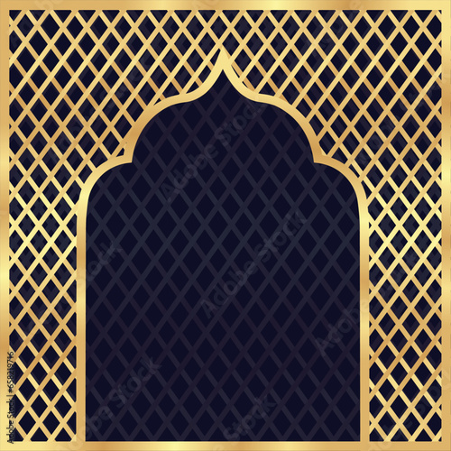 Cover postcard golden oriental vintage arch frame