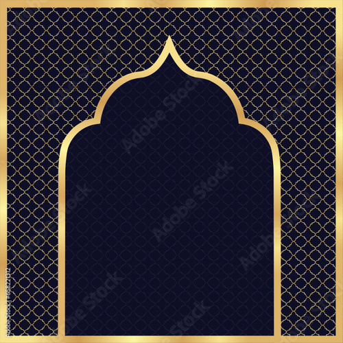 Cover postcard golden oriental vintage arch frame