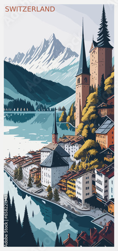 Switzerland poster design | Vintage travel banner