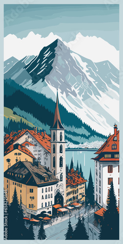 Switzerland poster design | Vintage travel banner