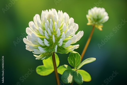 Background with a white clover flower. Generative AI