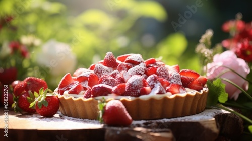 Delicious Strawberry Pie. Generative AI. photo