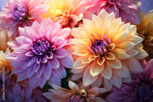 Dahlia flower bouquet close up detailed background cards
