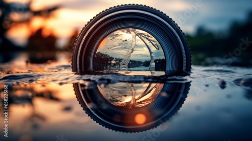 Camera lens with lense reflections