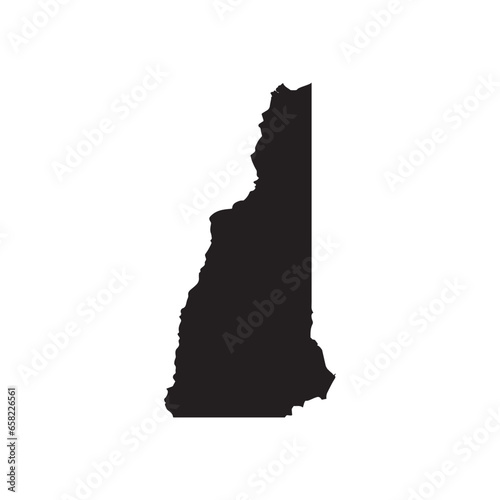 New Hampshire NH state Maps. Black silhouette and outline isolated on a white background. EPS Vector
